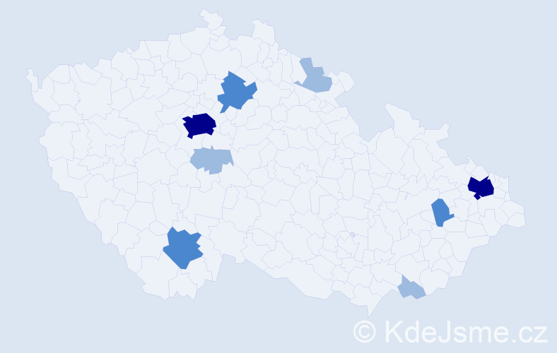 Příjmení: 'Kesely', počet výskytů 17 v celé ČR