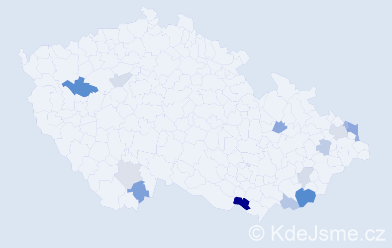 Příjmení: 'Kadlic', počet výskytů 27 v celé ČR