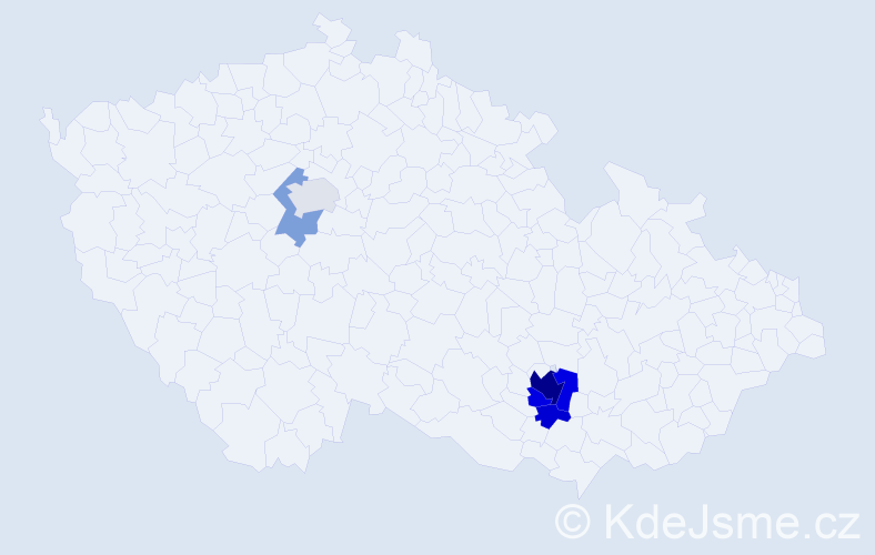Příjmení: 'Mulíček', počet výskytů 14 v celé ČR