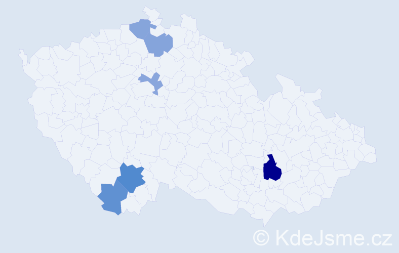 Příjmení: 'Beň', počet výskytů 10 v celé ČR