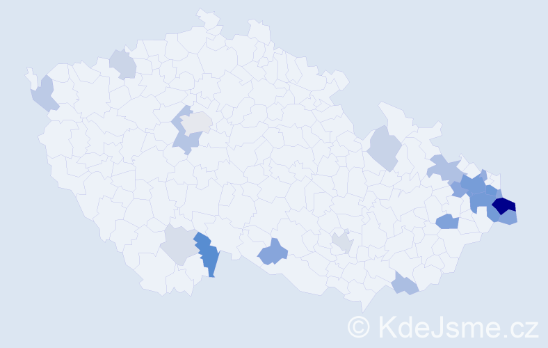 Příjmení: 'Klimasová', počet výskytů 54 v celé ČR