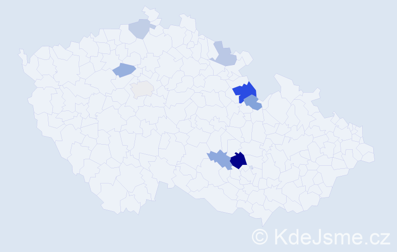 Příjmení: 'Herzlíková', počet výskytů 13 v celé ČR