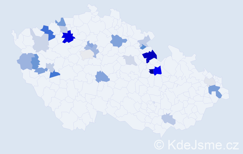 Příjmení: 'Kráčmer', počet výskytů 48 v celé ČR