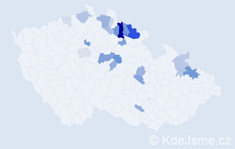 Příjmení: 'Hančil', počet výskytů 58 v celé ČR