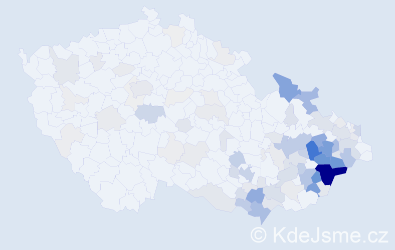 Příjmení: 'Hajdová', počet výskytů 459 v celé ČR