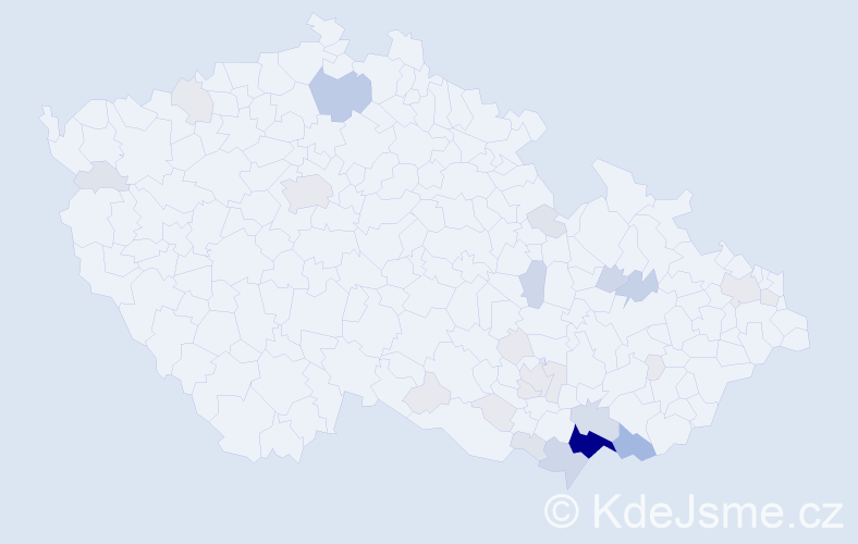 Příjmení: 'Skočíková', počet výskytů 109 v celé ČR