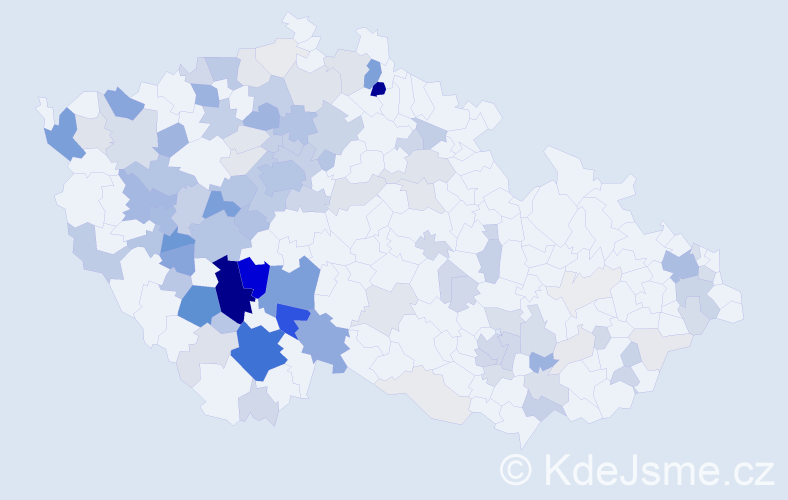 Příjmení: 'Rybáková', počet výskytů 455 v celé ČR