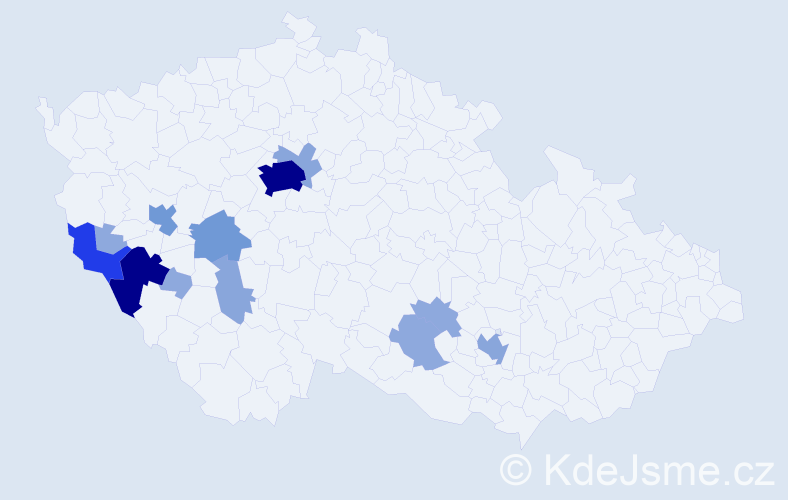 Příjmení: 'Cvachovcová', počet výskytů 40 v celé ČR