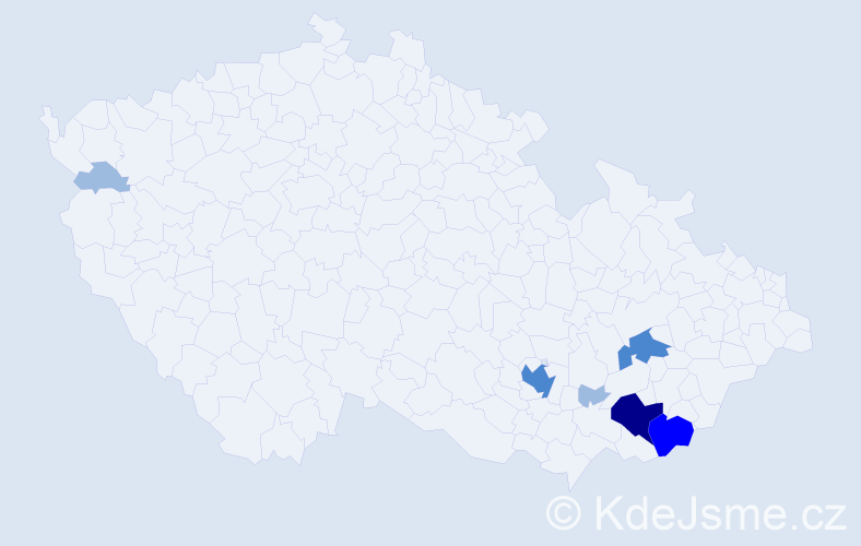 Příjmení: 'Tichopádková', počet výskytů 13 v celé ČR