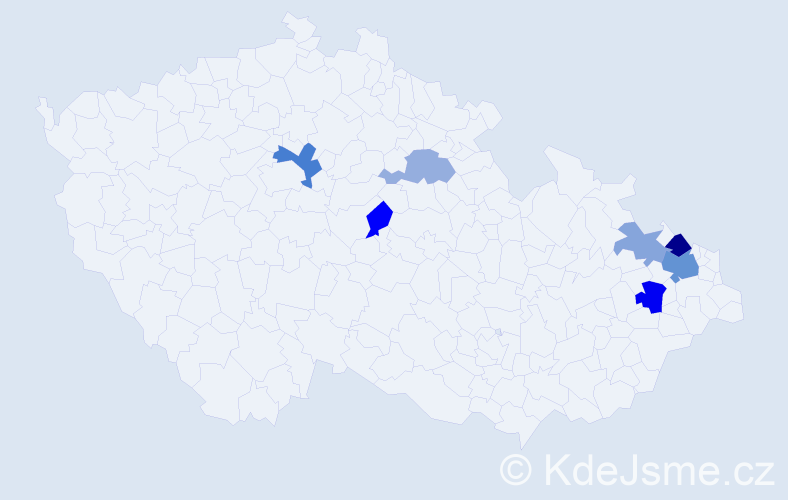 Příjmení: 'Hvizdáková', počet výskytů 13 v celé ČR