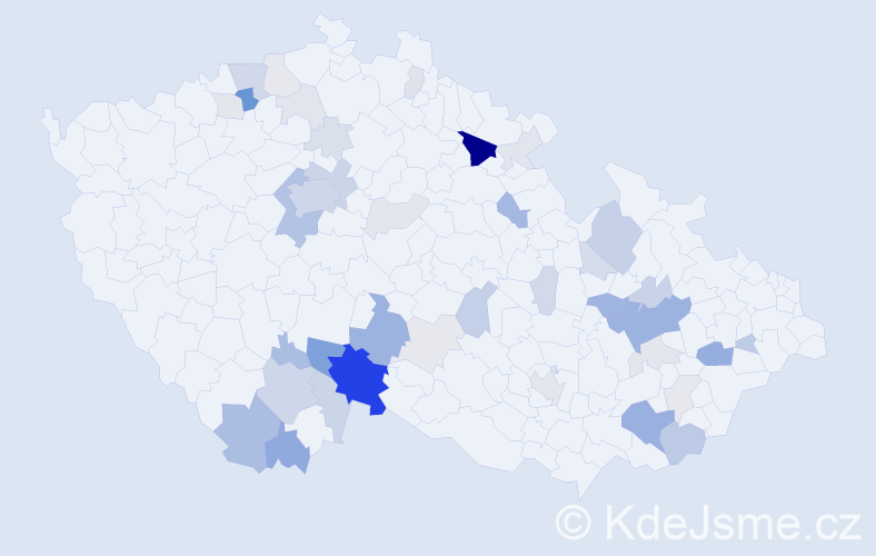 Příjmení: 'Hulíková', počet výskytů 138 v celé ČR