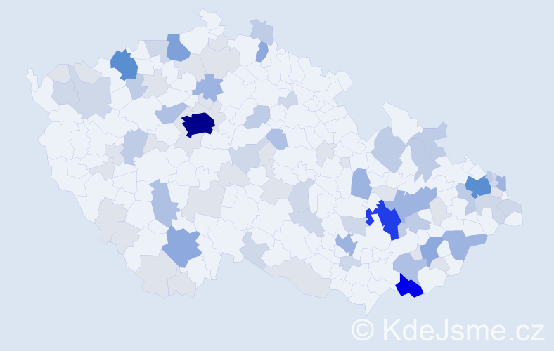 Příjmení: 'Zachar', počet výskytů 260 v celé ČR