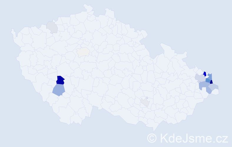 Příjmení: 'Fajová', počet výskytů 64 v celé ČR