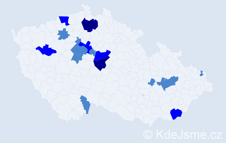 Příjmení: 'Hrončeková', počet výskytů 25 v celé ČR
