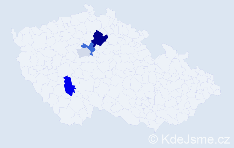 Příjmení: 'Waszmuth', počet výskytů 5 v celé ČR