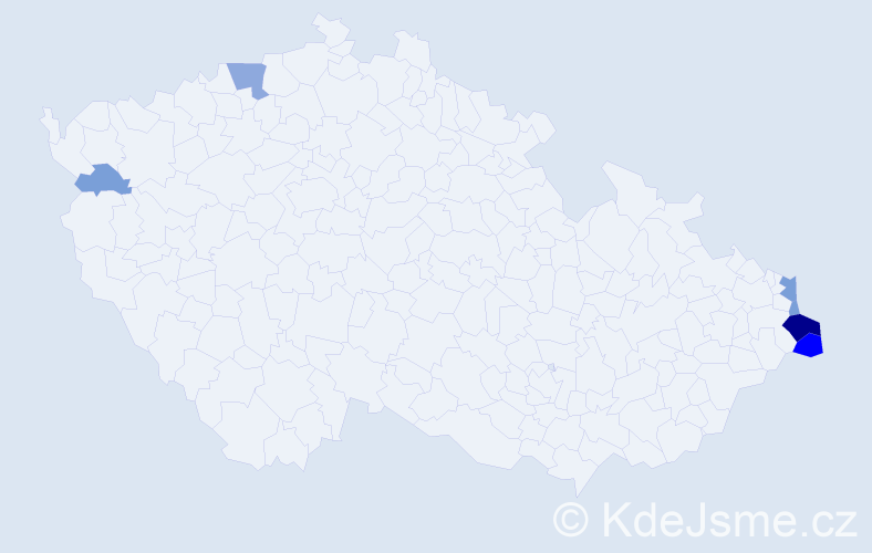 Příjmení: 'Mucinová', počet výskytů 19 v celé ČR