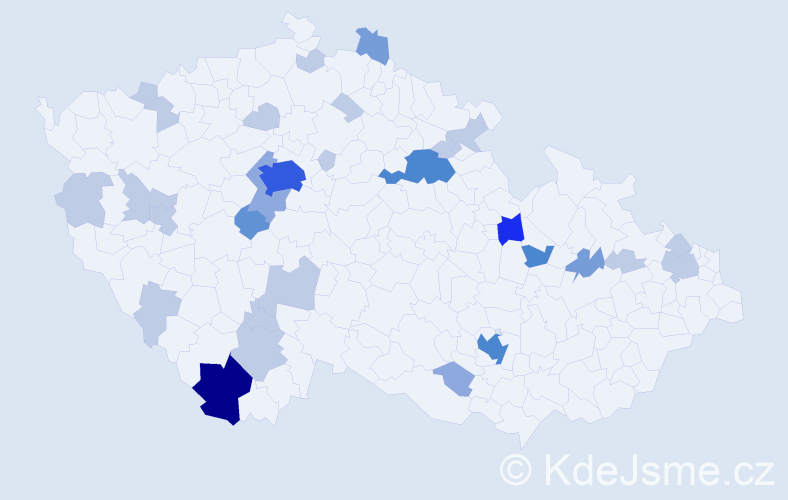 Příjmení: 'Haniš', počet výskytů 69 v celé ČR