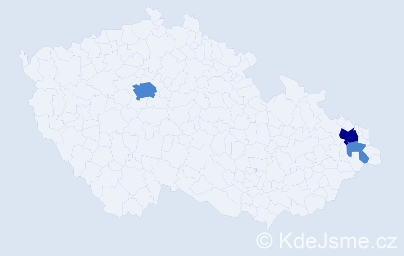 Příjmení: 'Golat', počet výskytů 5 v celé ČR