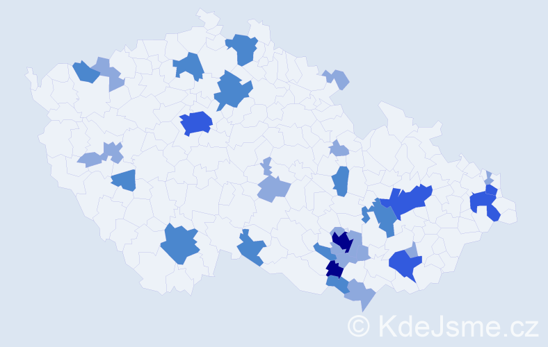 Příjmení: 'Marušinec', počet výskytů 60 v celé ČR
