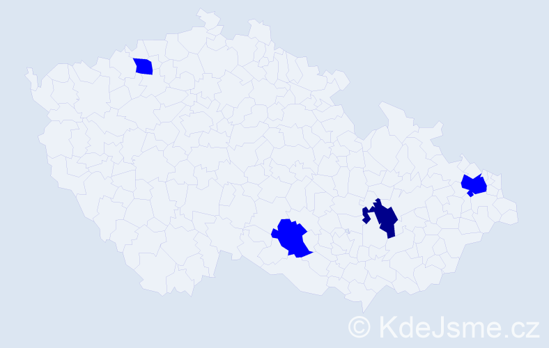 Příjmení: 'Chapčaková', počet výskytů 5 v celé ČR