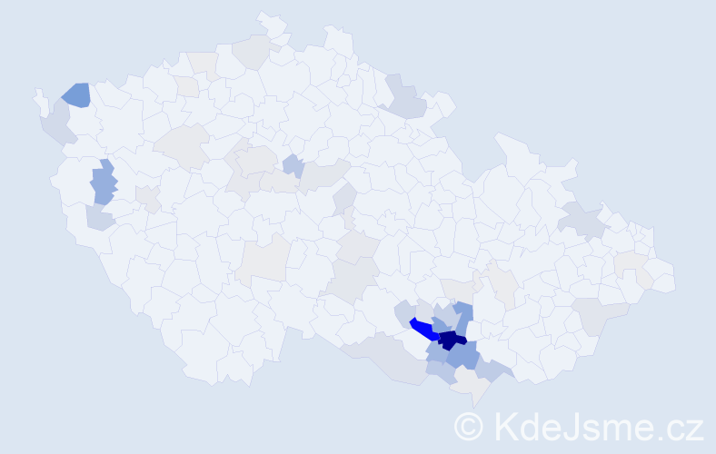Příjmení: 'Cetl', počet výskytů 157 v celé ČR