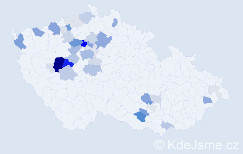 Příjmení: 'Eklová', počet výskytů 121 v celé ČR