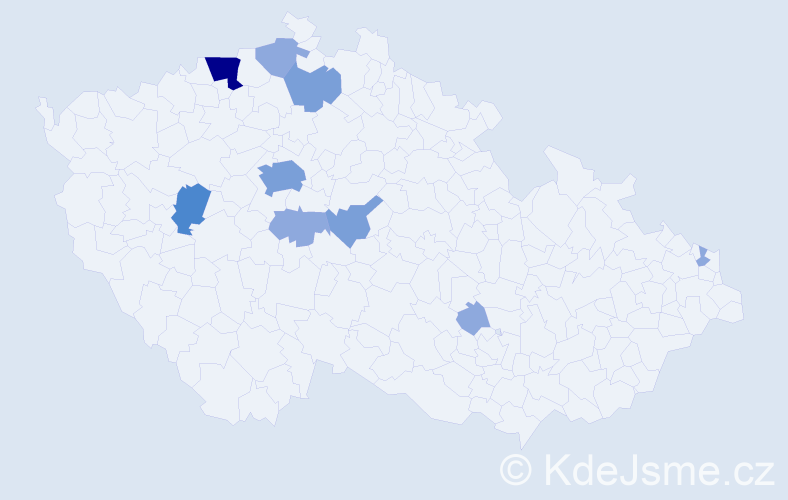 Příjmení: 'Dubčeková', počet výskytů 20 v celé ČR