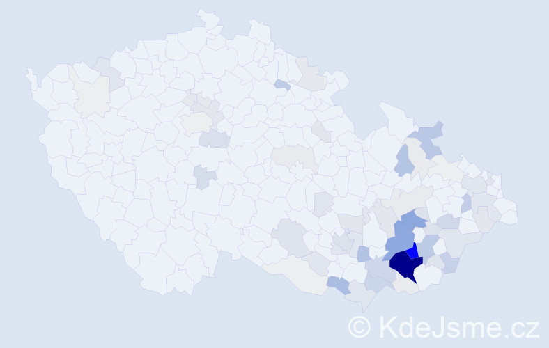 Příjmení: 'Čevela', počet výskytů 342 v celé ČR