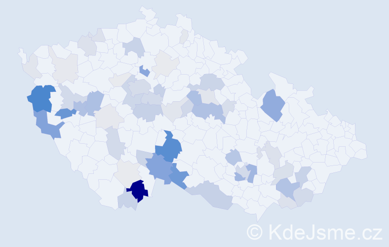 Příjmení: 'Štanglová', počet výskytů 190 v celé ČR