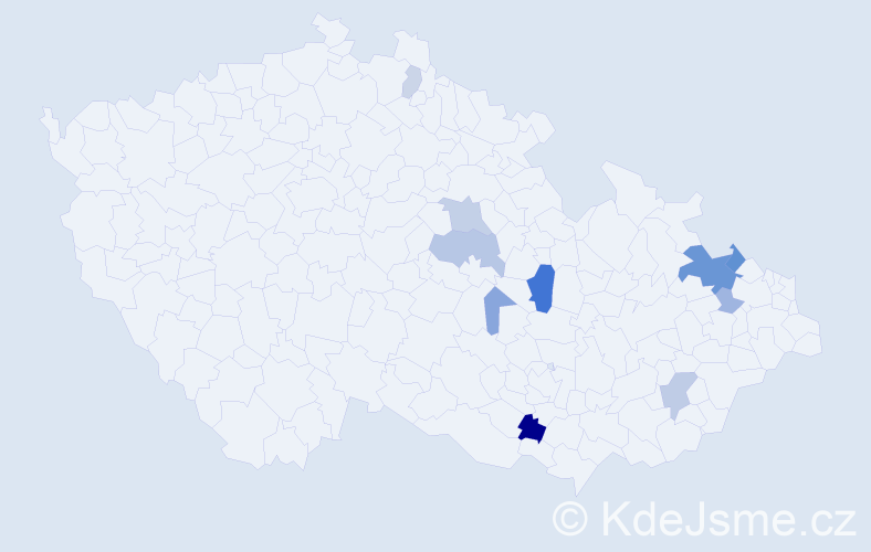 Příjmení: 'Bieláková', počet výskytů 25 v celé ČR