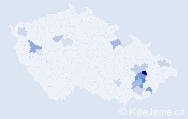 Příjmení: 'Obadálková', počet výskytů 38 v celé ČR