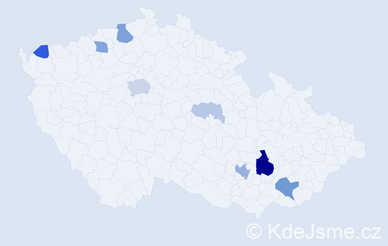 Příjmení: 'Melko', počet výskytů 27 v celé ČR