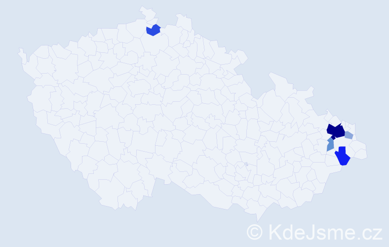 Příjmení: 'Jamka', počet výskytů 16 v celé ČR