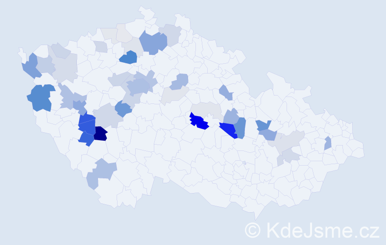 Příjmení: 'Pechr', počet výskytů 165 v celé ČR