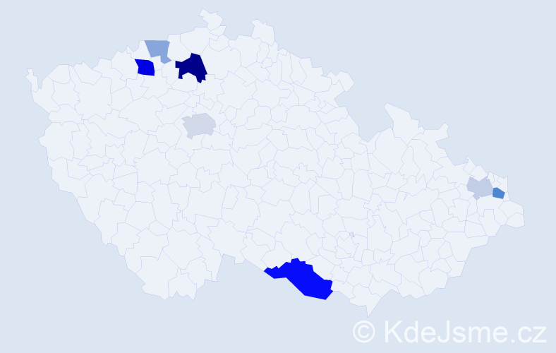 Příjmení: 'Tirdil', počet výskytů 15 v celé ČR
