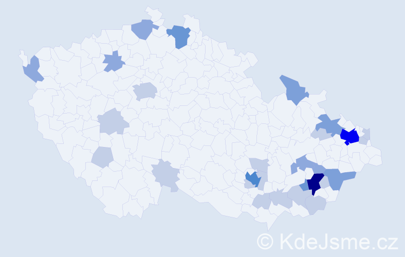 Příjmení: 'Kuňáková', počet výskytů 66 v celé ČR