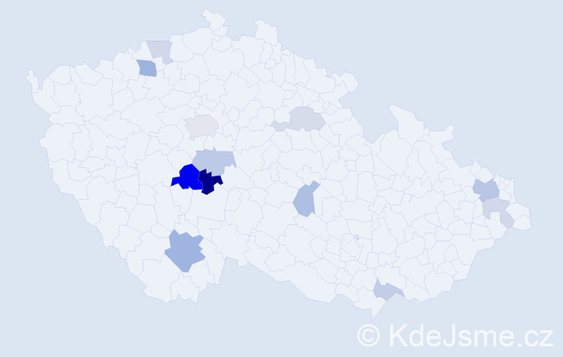 Příjmení: 'Vnenčák', počet výskytů 23 v celé ČR