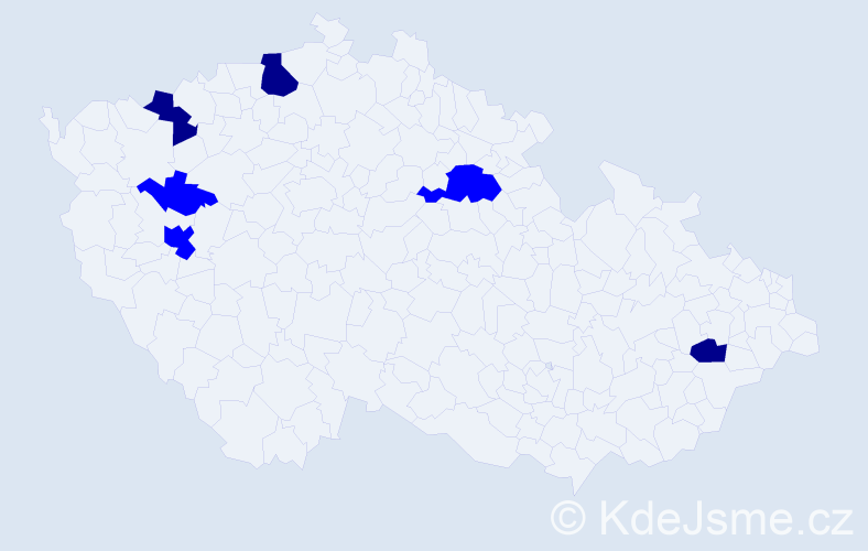 Příjmení: 'Rabštejnková', počet výskytů 9 v celé ČR