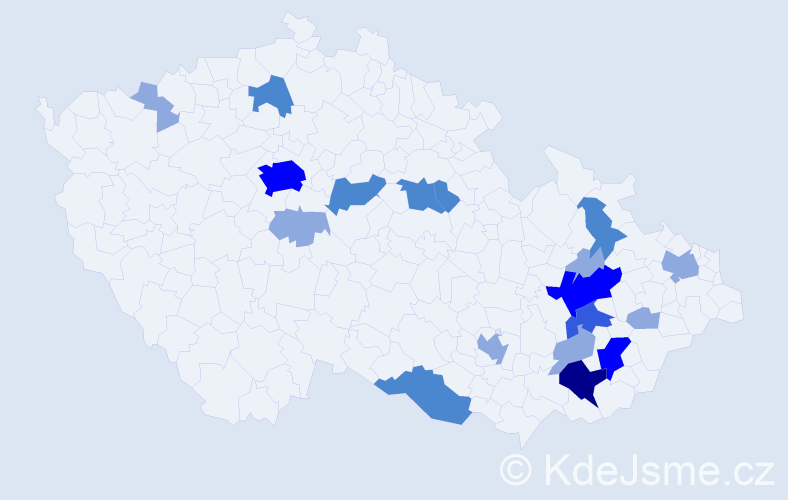 Příjmení: 'Vosmanská', počet výskytů 39 v celé ČR