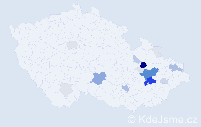 Příjmení: 'Bahounek', počet výskytů 89 v celé ČR