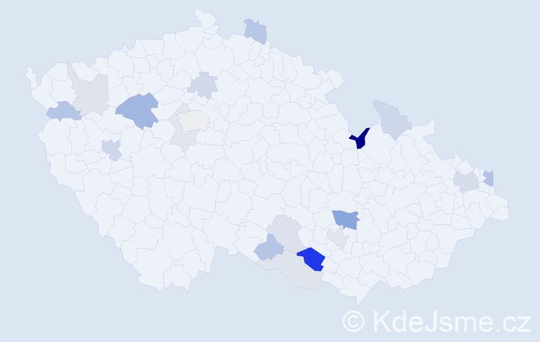 Příjmení: 'Kiselová', počet výskytů 38 v celé ČR