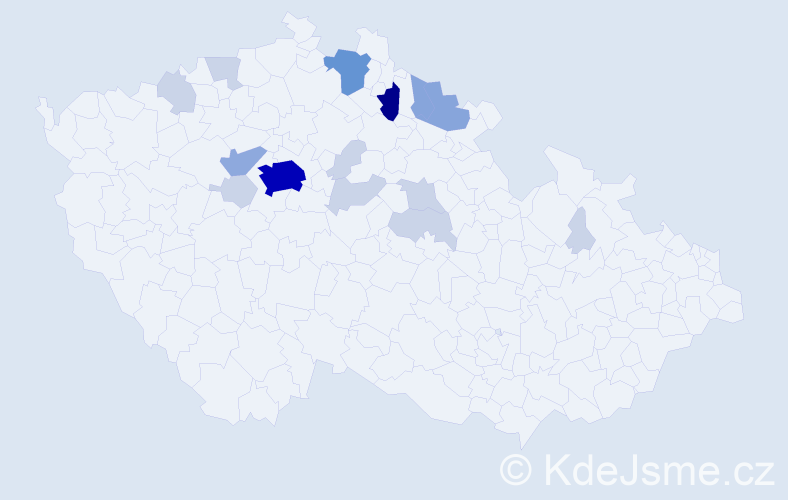 Příjmení: 'Sádek', počet výskytů 46 v celé ČR