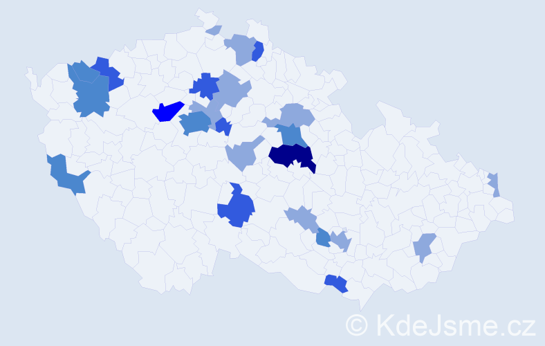 Příjmení: 'Čičmanec', počet výskytů 50 v celé ČR