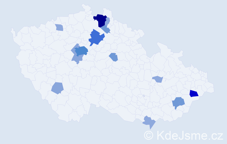 Příjmení: 'Knéblová', počet výskytů 46 v celé ČR