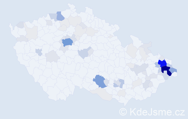 Příjmení: 'Filipcová', počet výskytů 283 v celé ČR