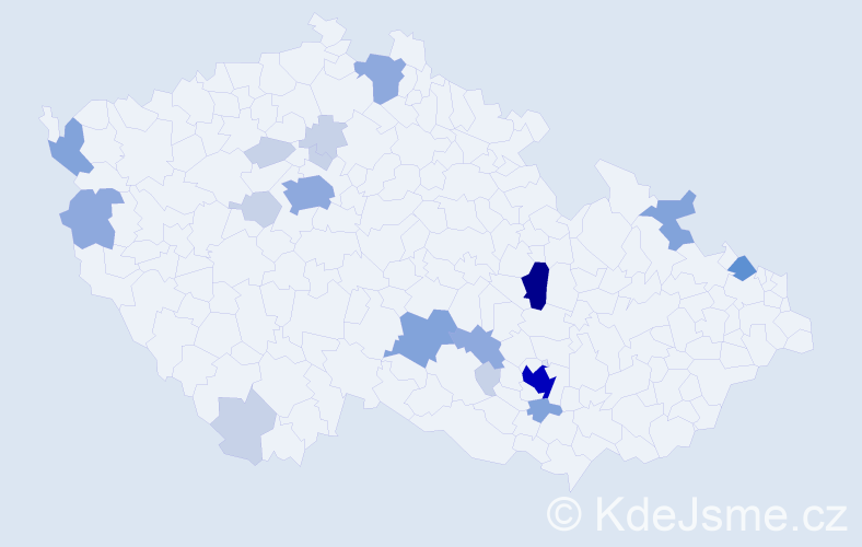 Příjmení: 'Blaška', počet výskytů 54 v celé ČR