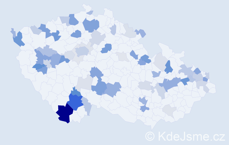 Příjmení: 'Šusterová', počet výskytů 200 v celé ČR