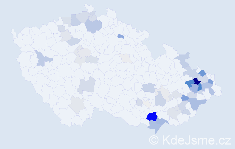 Příjmení: 'Barvíková', počet výskytů 215 v celé ČR