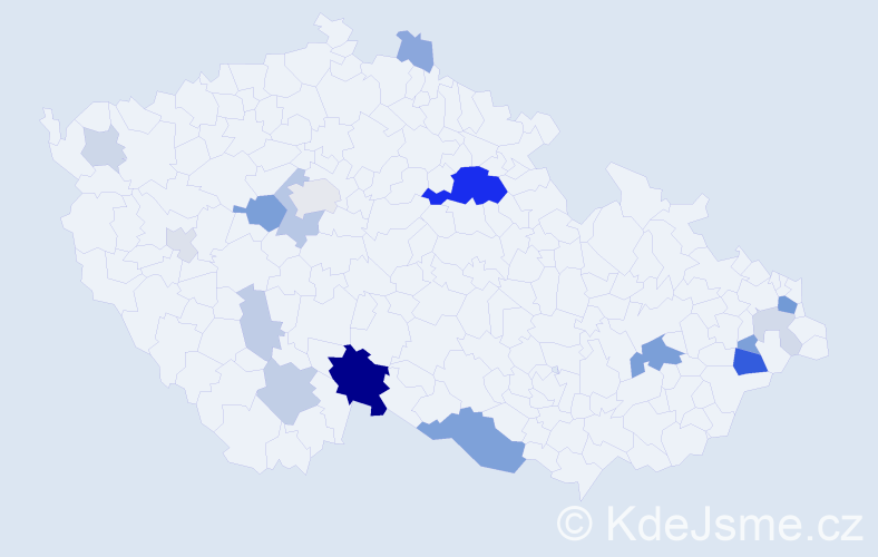 Příjmení: 'Vondrus', počet výskytů 56 v celé ČR