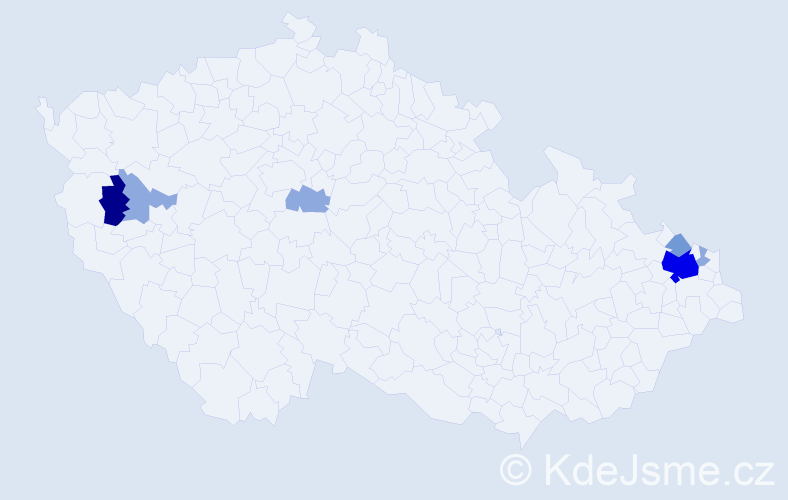 Příjmení: 'Ganobják', počet výskytů 16 v celé ČR